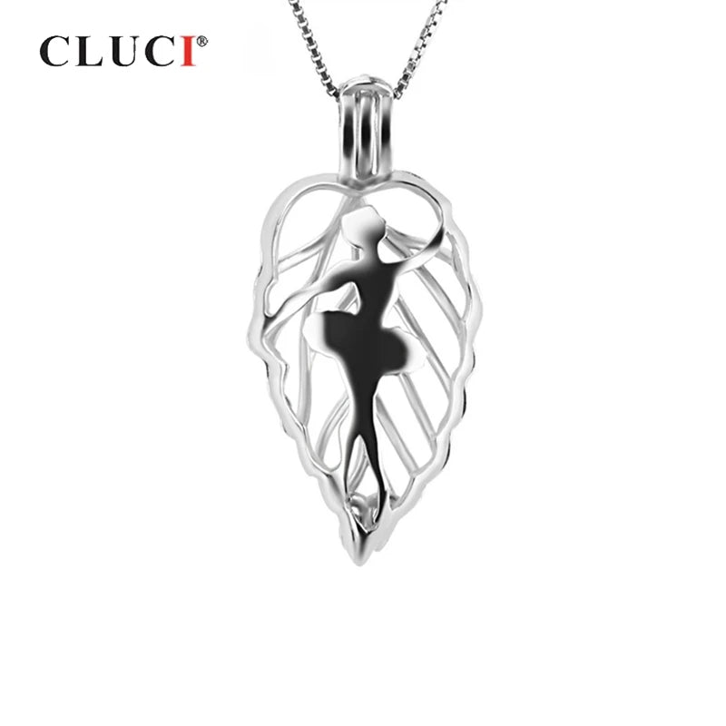 925 Sterling Silver Ballet Girl Cage Pendant