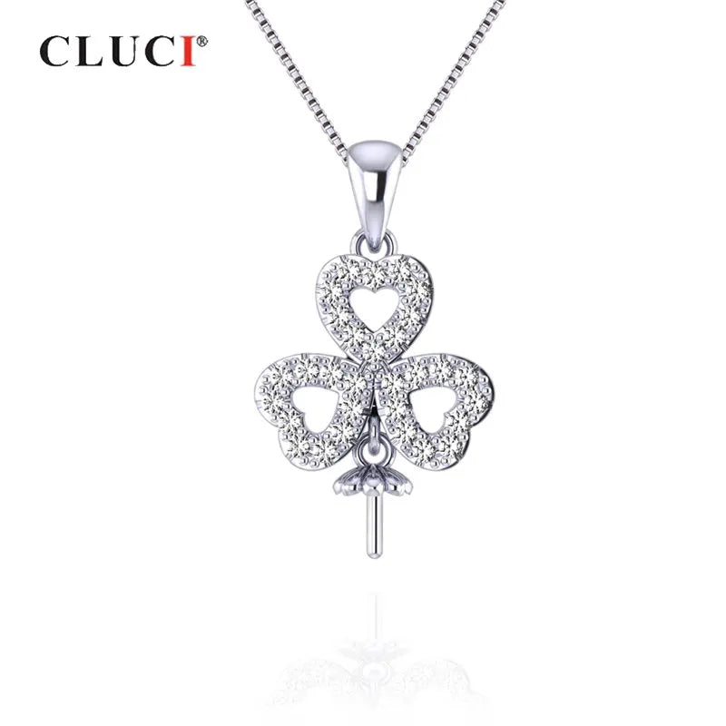 Sterling Silver Zircon Flower Charms Pendant for Necklace Making