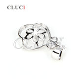 925 Silver Flower Necklace Pendant Jewelry with Pearl Mounting SP077SB