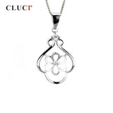 925 Silver Flower Necklace Pendant Jewelry with Pearl Mounting SP077SB