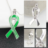 925 Silver Green Ribbon Pendant for Autism Awareness Women Jewelry
