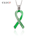 925 Silver Green Ribbon Pendant for Autism Awareness Women Jewelry