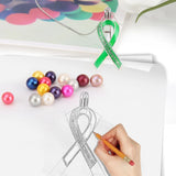 925 Silver Green Ribbon Pendant for Autism Awareness Women Jewelry