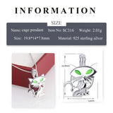 925 Silver Halloween Cat Pearl Cage Pendant