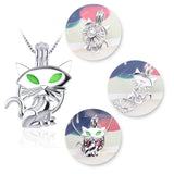 925 Silver Halloween Cat Pearl Cage Pendant