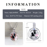 925 Silver Halloween Witch Cat Pendant Round Shaped
