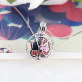 925 Silver Halloween Witch Cat Pendant Round Shaped