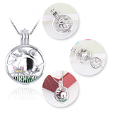Halloween Silver Cat Pendant 925 Sterling Silver Pearl Locket SC324SB
