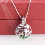 Halloween Silver Cat Pendant 925 Sterling Silver Pearl Locket SC324SB