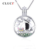 Halloween Silver Cat Pendant 925 Sterling Silver Pearl Locket SC324SB