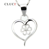 Heart Flower Charm Pendant 925 Sterling Silver Mounting for Necklace Making