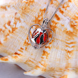 925 Silver Kissing Heart Pendant Necklace Love Pearl Locket SC208SB