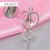 925 Silver Kissing Heart Pendant Necklace Love Pearl Locket SC208SB
