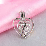 925 Silver Kissing Heart Pendant Necklace Love Pearl Locket SC208SB