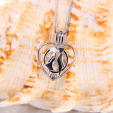 925 Silver Kissing Heart Pendant Necklace Love Pearl Locket SC208SB