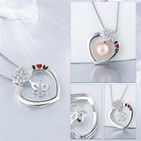 925 Silver Love Heart Charm Pendant with Zircon Pearl Mounting