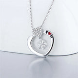 925 Silver Love Heart Charm Pendant with Zircon Pearl Mounting
