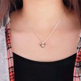 925 Silver Love Heart Charm Pendant with Zircon Pearl Mounting
