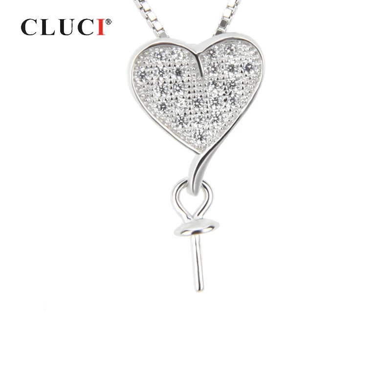 925 Silver Love Heart Pendant Zircon Jewelry