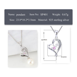 925 Silver Love Letter Heart Zircon Pearl Pendant Mounting