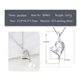925 Silver Love Letter Heart Zircon Pearl Pendant Mounting