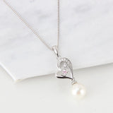 925 Silver Love Letter Heart Zircon Pearl Pendant Mounting
