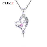 925 Silver Love Letter Heart Zircon Pearl Pendant Mounting