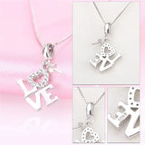 Silver 925 Love Letter Pearl Pendant Mounting for Necklace