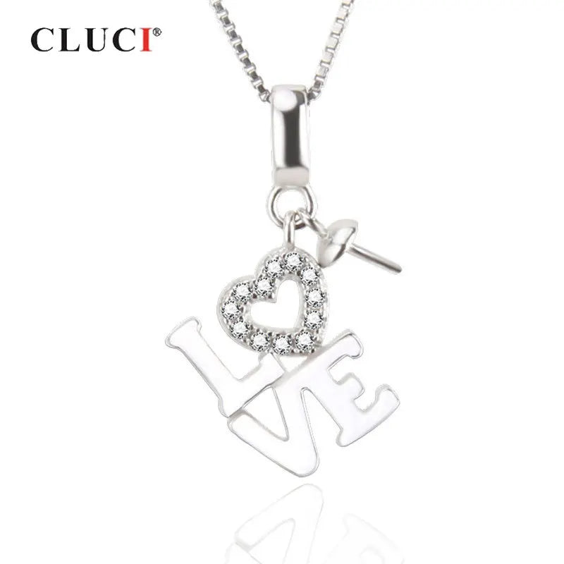 Silver 925 Love Letter Pearl Pendant Mounting for Necklace