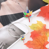 925 Silver Autism Awareness Maple Leaf Pendant
