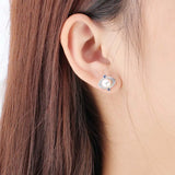 925 Silver Mysterious Eyes Women Stud Earring Zircon Sterling Silver SE138SB