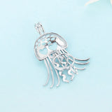 925 Sterling Silver Jellyfish Pearl Cage Pendant for Women