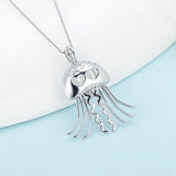 925 Sterling Silver Jellyfish Pearl Cage Pendant for Women