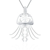 925 Sterling Silver Jellyfish Pearl Cage Pendant for Women