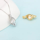 Silver 925 Pearl Locket Pendant Conch Shaped Charms Sterling Silver