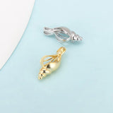 Silver 925 Pearl Locket Pendant Conch Shaped Charms Sterling Silver