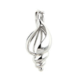 Silver 925 Pearl Locket Pendant Conch Shaped Charms Sterling Silver