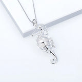 925 Sterling Silver Seahorse Pearl Locket Pendant Necklace