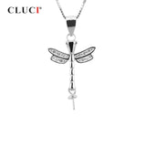 Dragonfly Shaped Pearl Pendant 925 Sterling Silver Jewelry