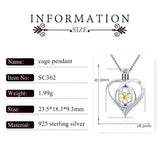 925 Silver Heart Zircon Pearl Cage Pendant Necklace