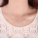 925 Silver Heart Zircon Pearl Cage Pendant Necklace