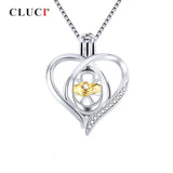 925 Silver Heart Zircon Pearl Cage Pendant Necklace