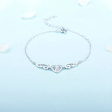 925 Silver Pendant Necklace Love Heart Angel Swing Adjustable Chain Length