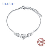 925 Silver Pendant Necklace Love Heart Angel Swing Adjustable Chain Length