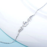925 Silver Pendant Necklace Love Heart Angel Swing Adjustable Chain Length