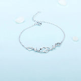 Silver 925 Double Heart Pendant Necklace Adjustable Chain Length Women