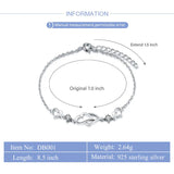 Silver 925 Double Heart Pendant Necklace Adjustable Chain Length Women