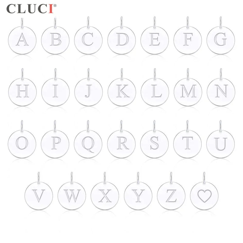 Silver 925 Pendant 26 Letter Customizable for Women Necklace DIY SF004SB