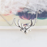 925 Silver Raindeer Zircon Pendant Necklace for Women