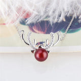 925 Silver Raindeer Zircon Pendant Necklace for Women